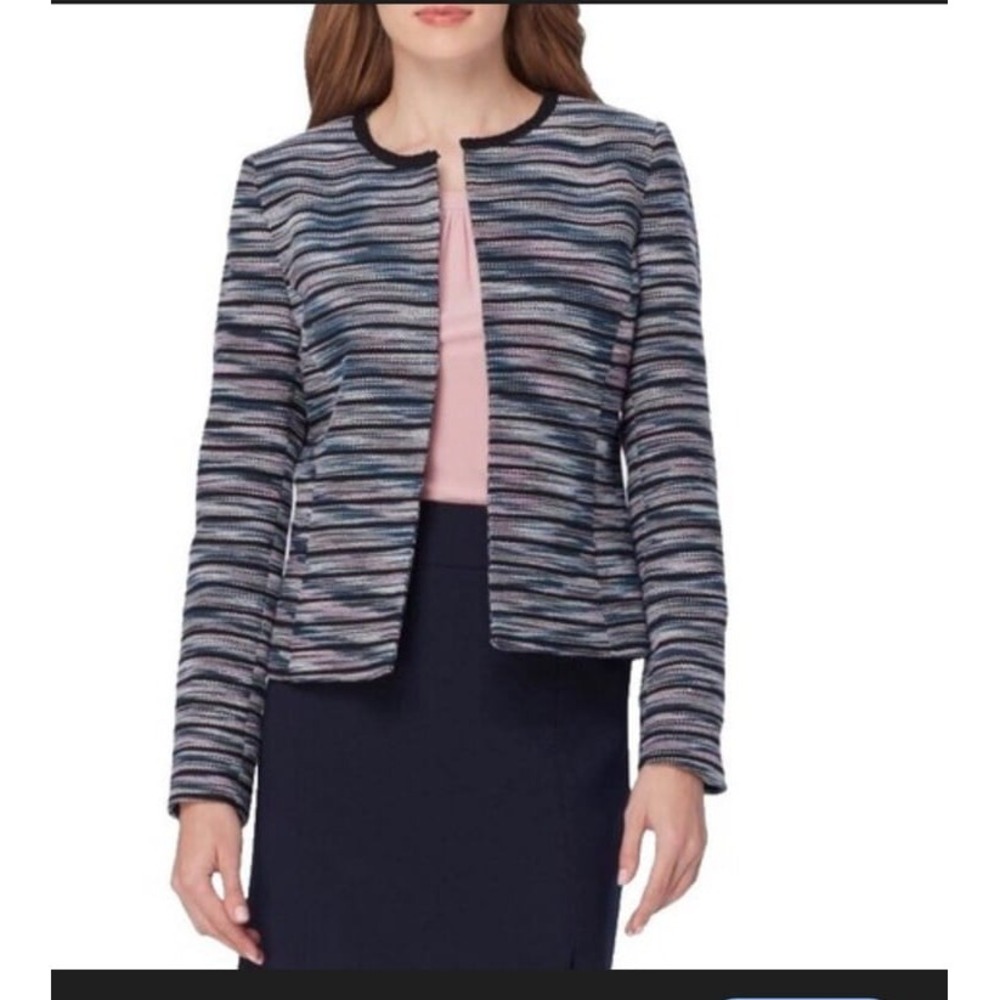 Tahari‎ ASL multi-colored striped jacquard textured blazer size 8P